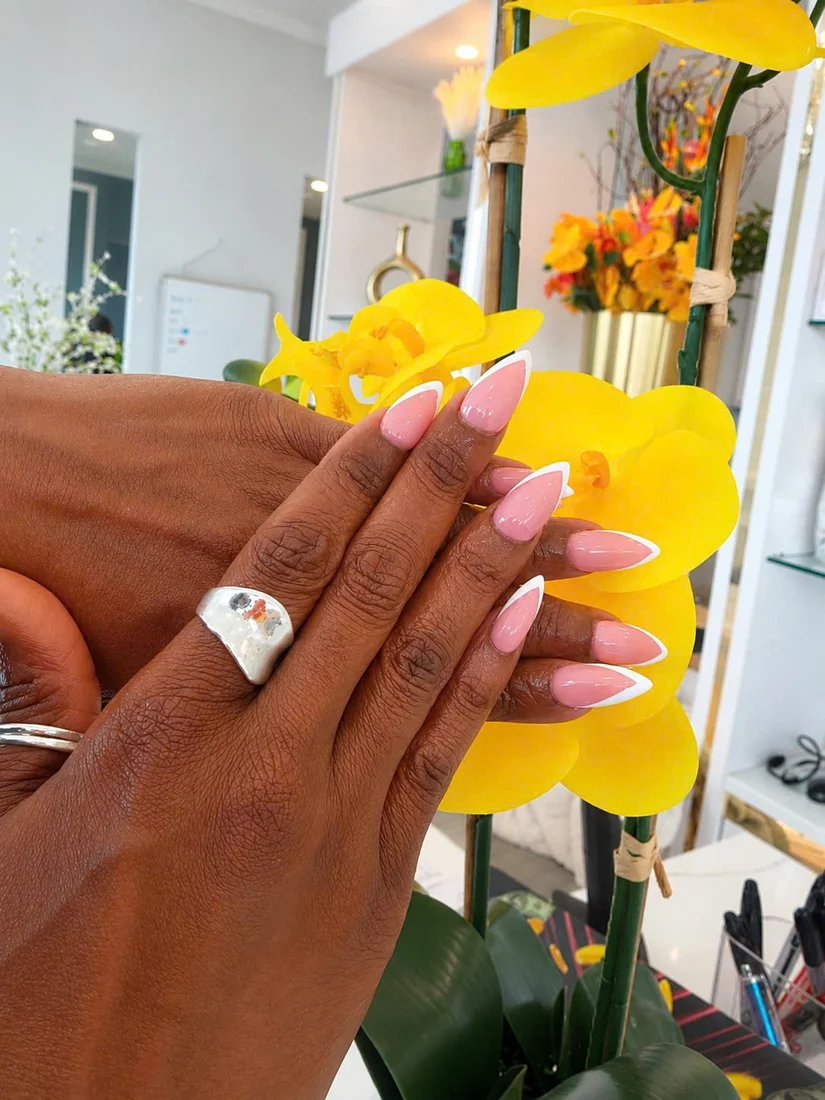 Real client French tip nails at Perfection Nail Spa VI Hamburg NY