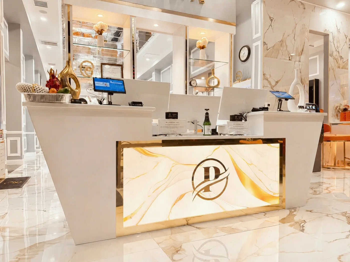 Gold P reception desk Perfection Nail Spa VI